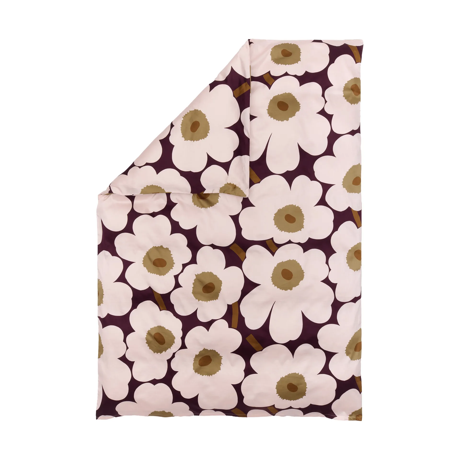 Unikko capa de edredão em cetim 150x210 cm, Plum-pink-elmwood-toffee Marimekko