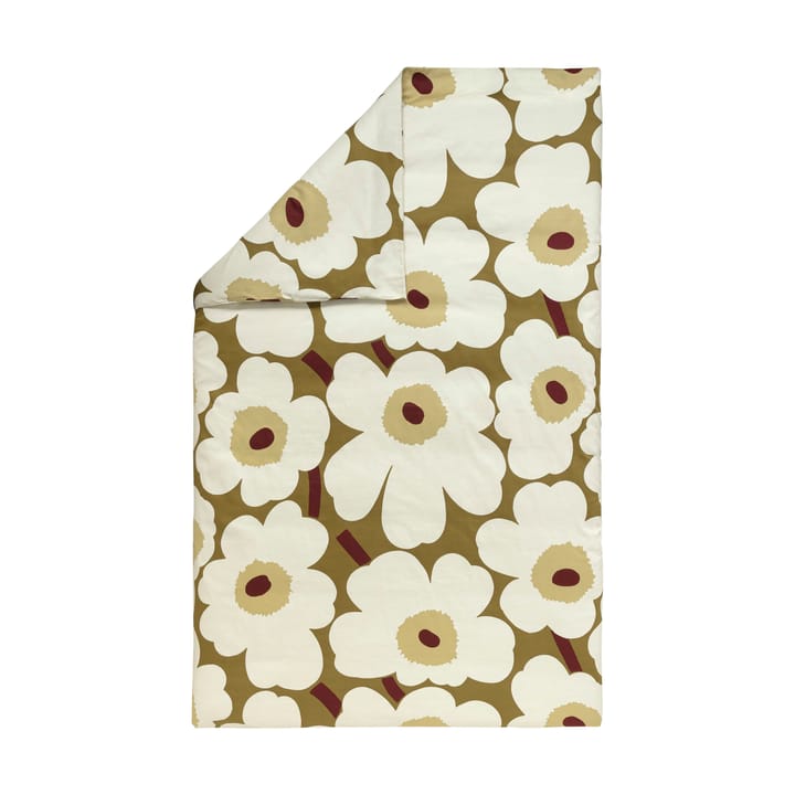 Unikko capa de edredão em cetim 150x210 cm - Verde ocre-creme - Marimekko