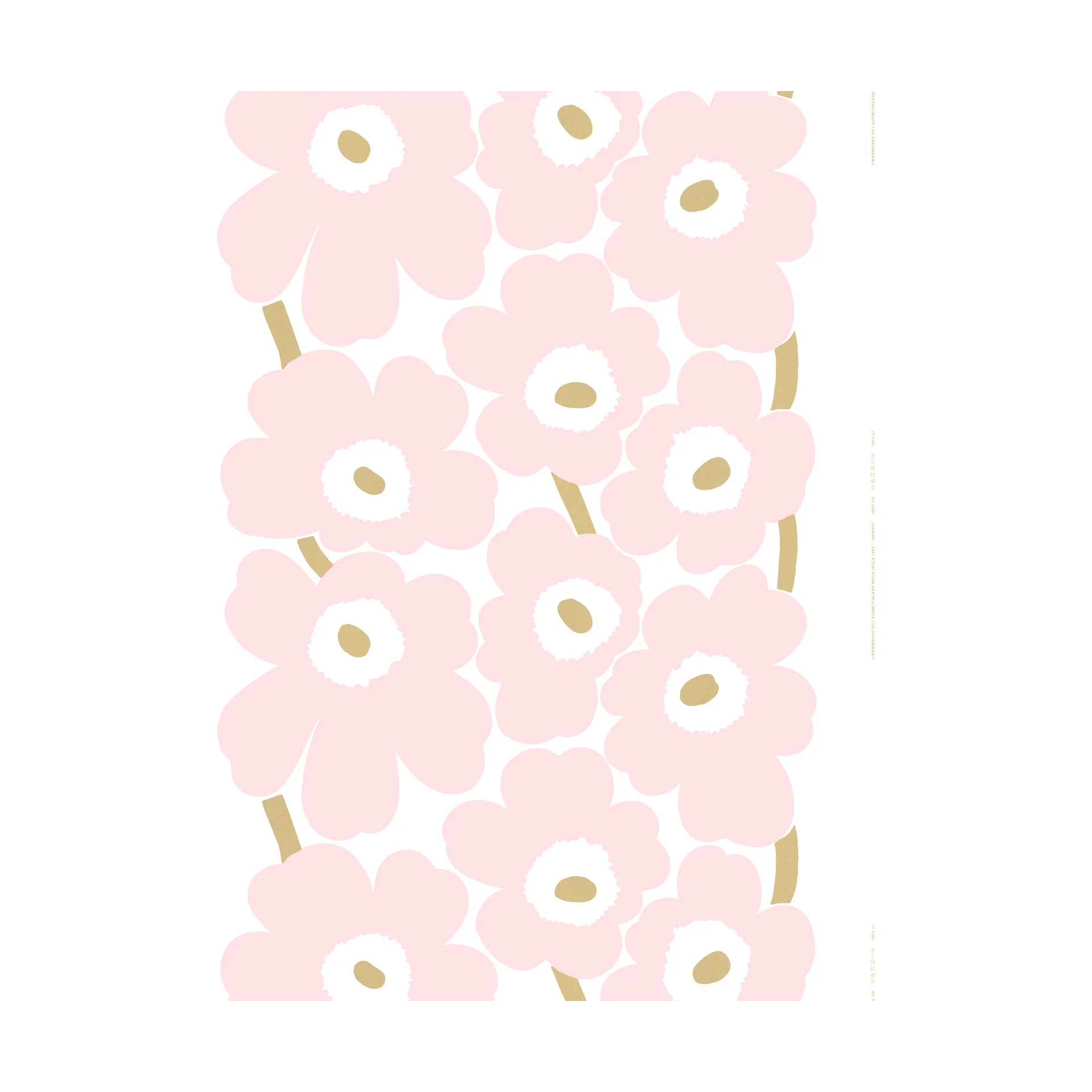 Unikko cetim, White-Light pink-gold Marimekko