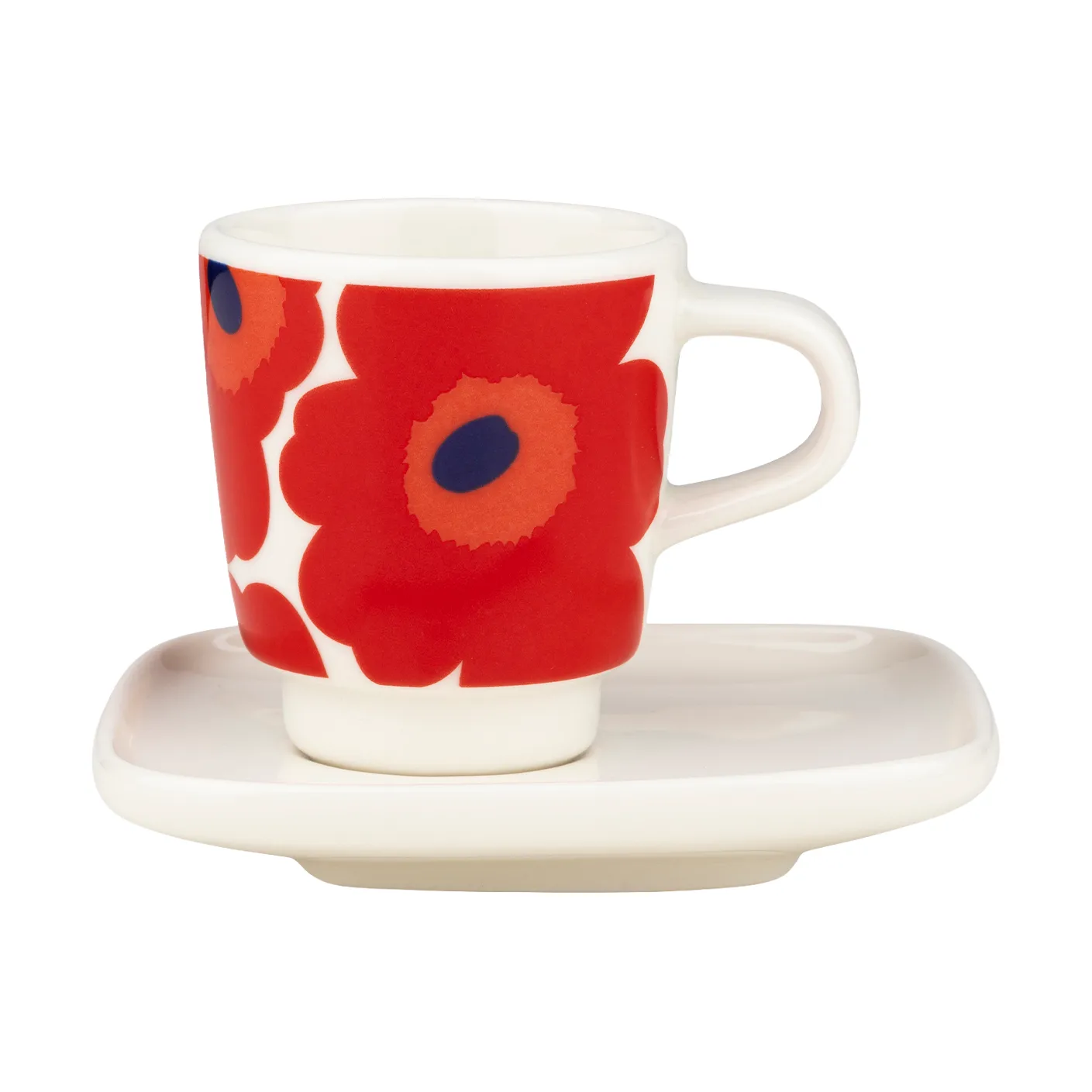 Unikko chávena de espresso com pires 2 peças, Branco-vermelho-azul Marimekko