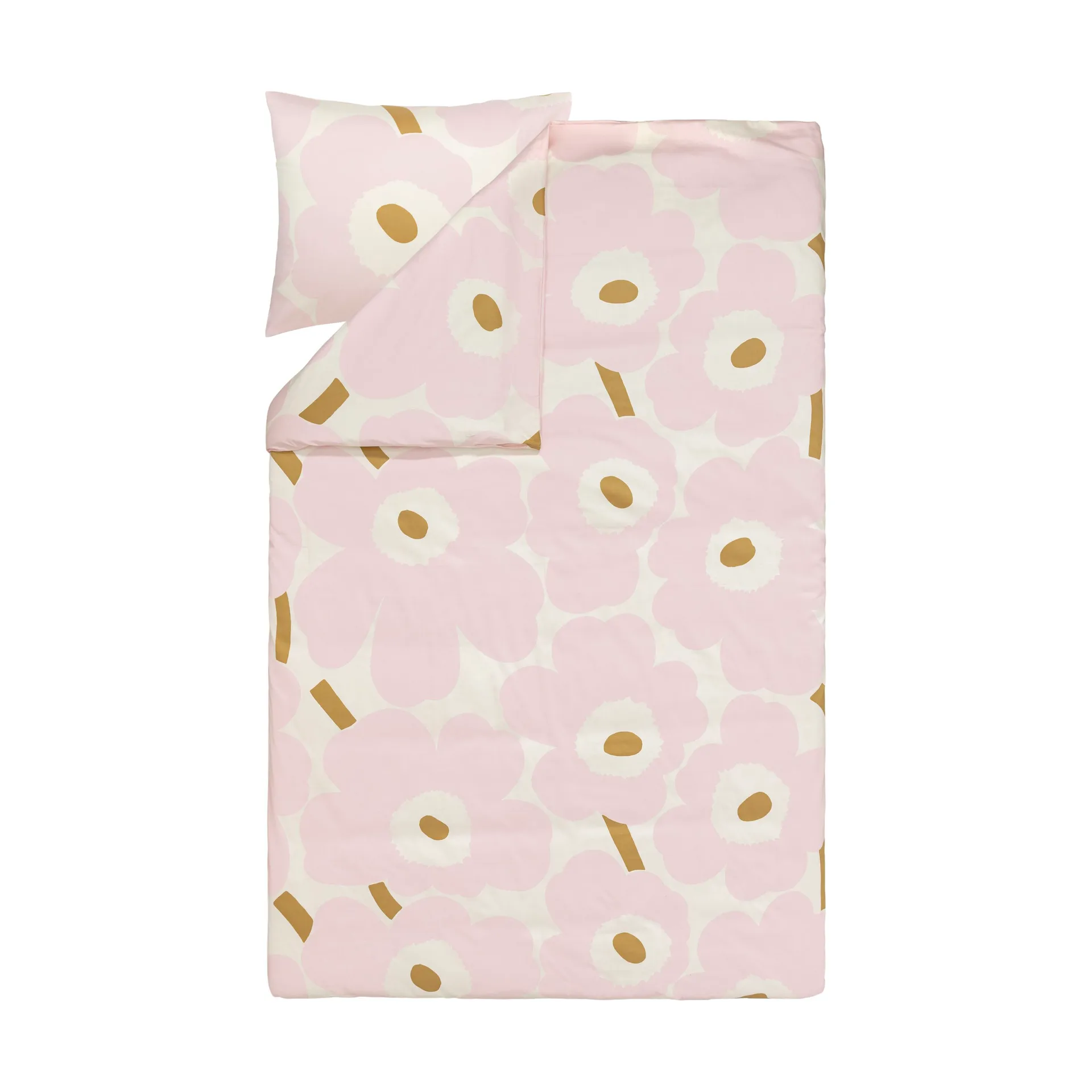 Unikko conjunto de cama 150x210 cm+50x60 cm, Branco-rosa claro-bege Marimekko