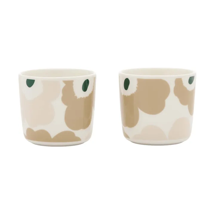 Unikko copo sem asa, 2 peças - White-areia bege-verde escuro, 20 cl - Marimekko