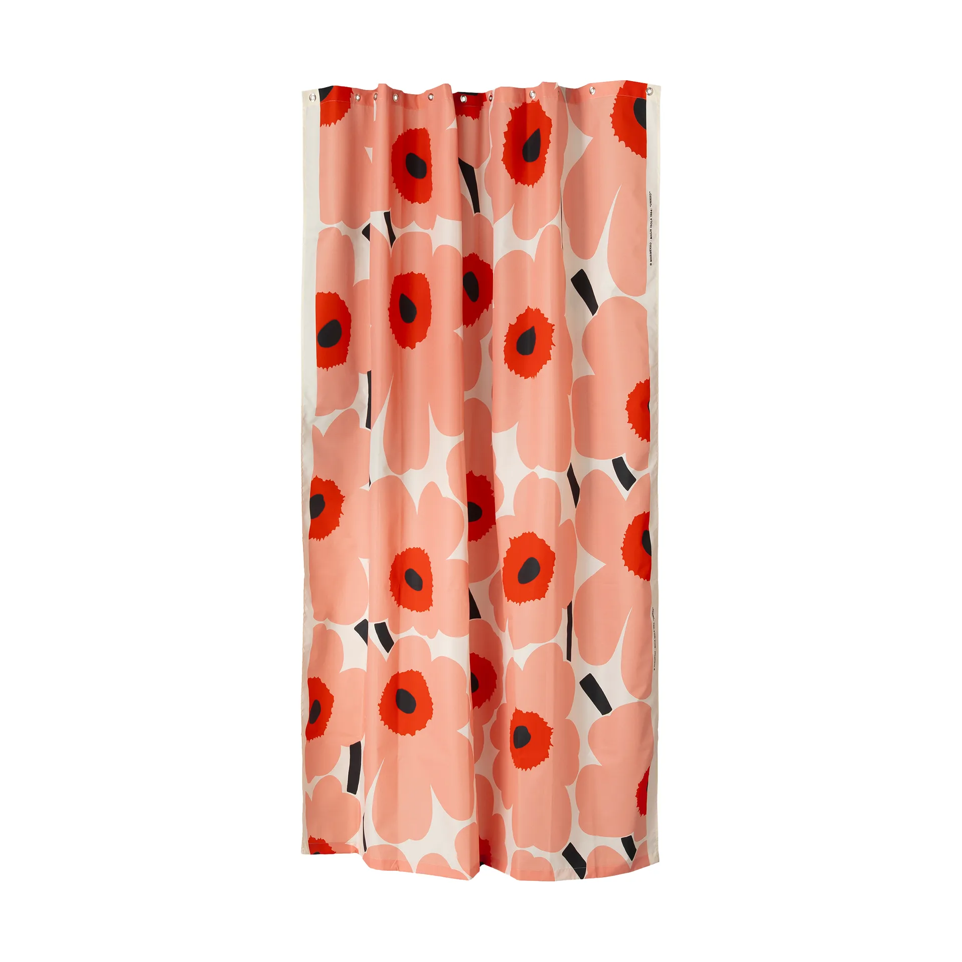 Unikko cortina de duche, Off white – coral – vermelho alaranjado – carvão Marimekko