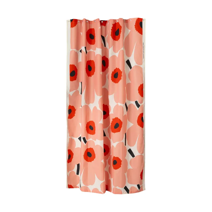 Unikko cortina de duche - Off white – coral – vermelho alaranjado – carvão - Marimekko