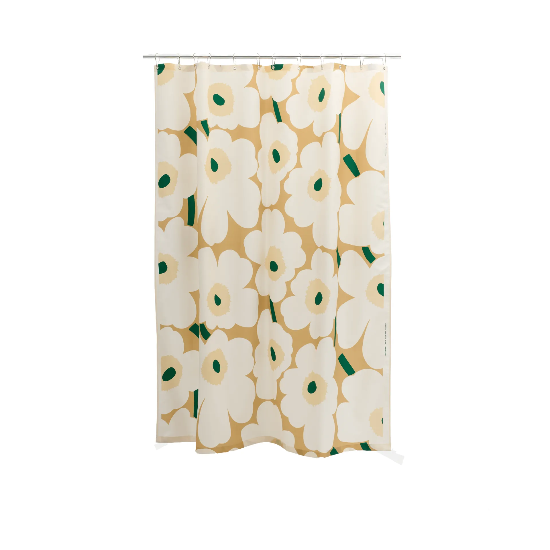 Unikko cortina de duche, Sand-off white-hay-emerald Marimekko
