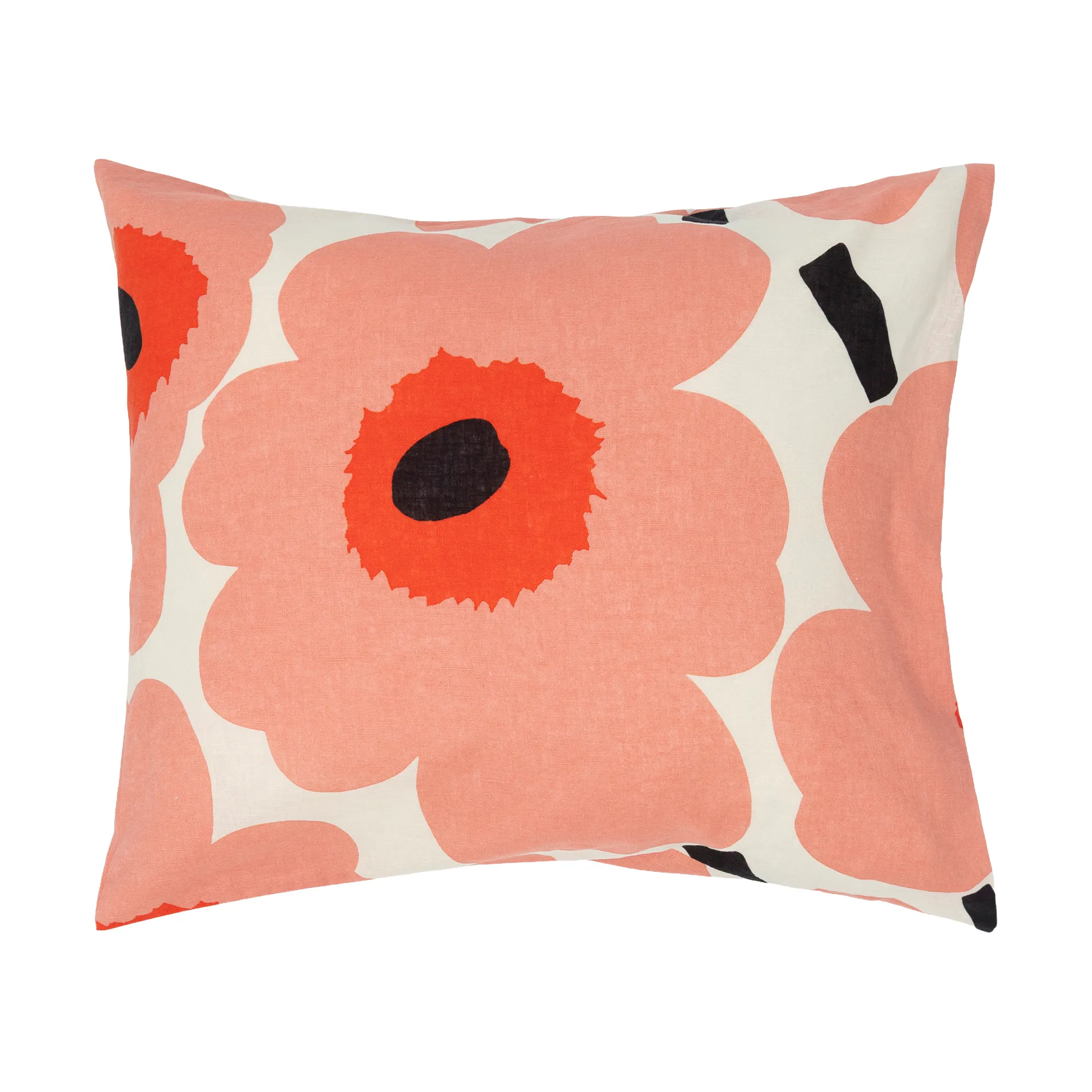Unikko fronha 50x60 cm, Off white–coral–vermelho laranja–carvão Marimekko