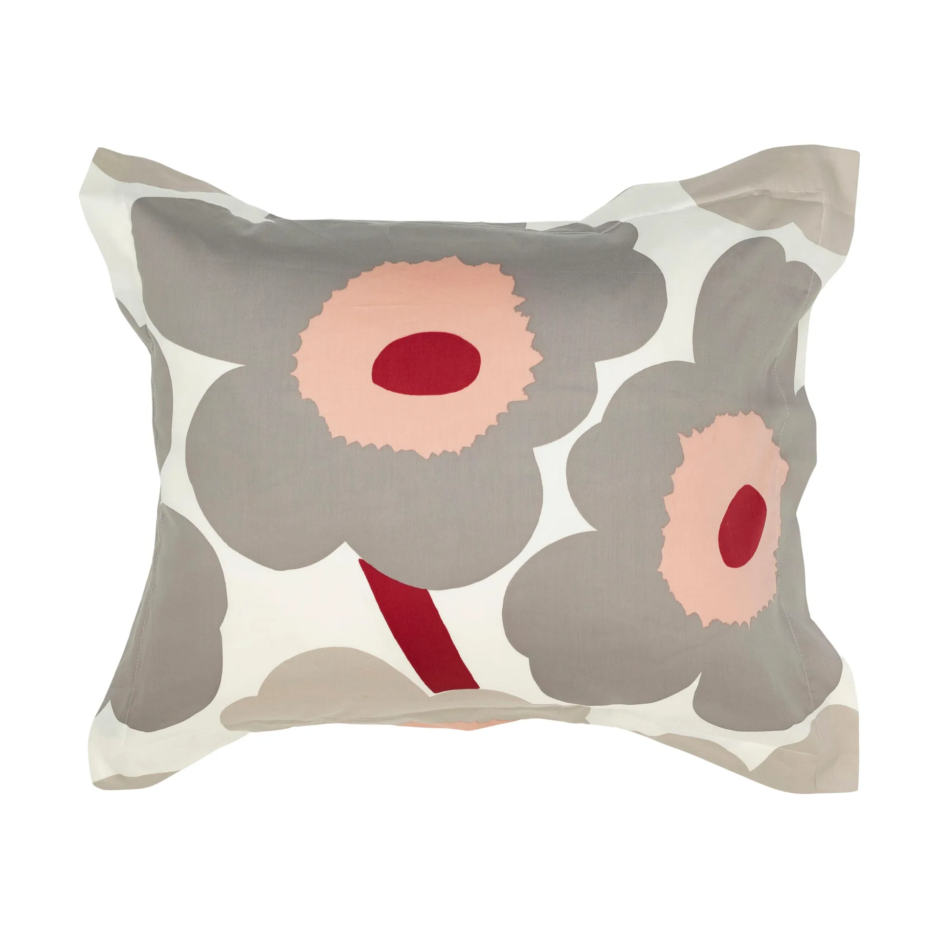 Unikko fronha de cetim 50x60 cm, Off white-warm grey-pink Marimekko