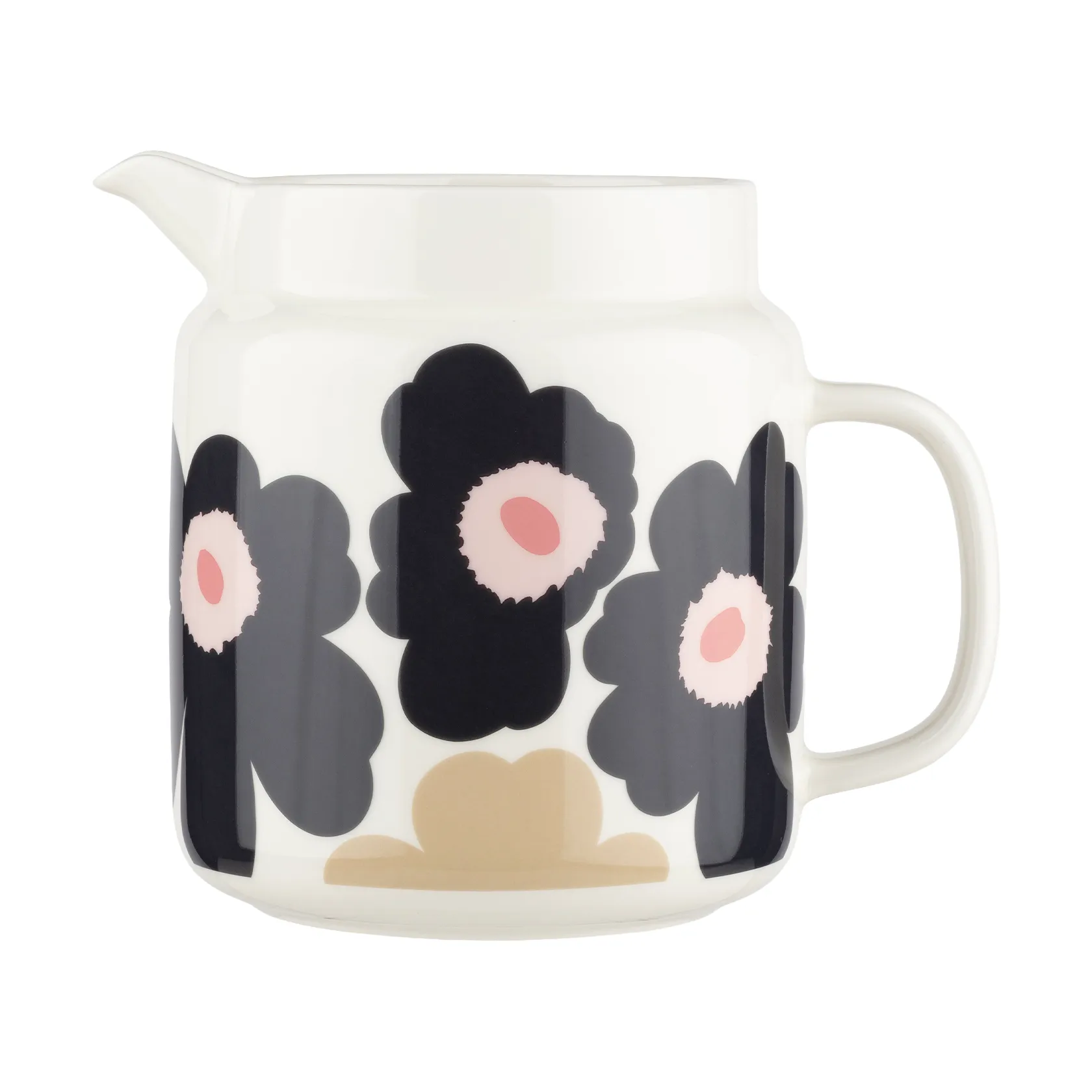 Unikko jarro 1,25 L, Off white – carvão – areia – rosa Marimekko