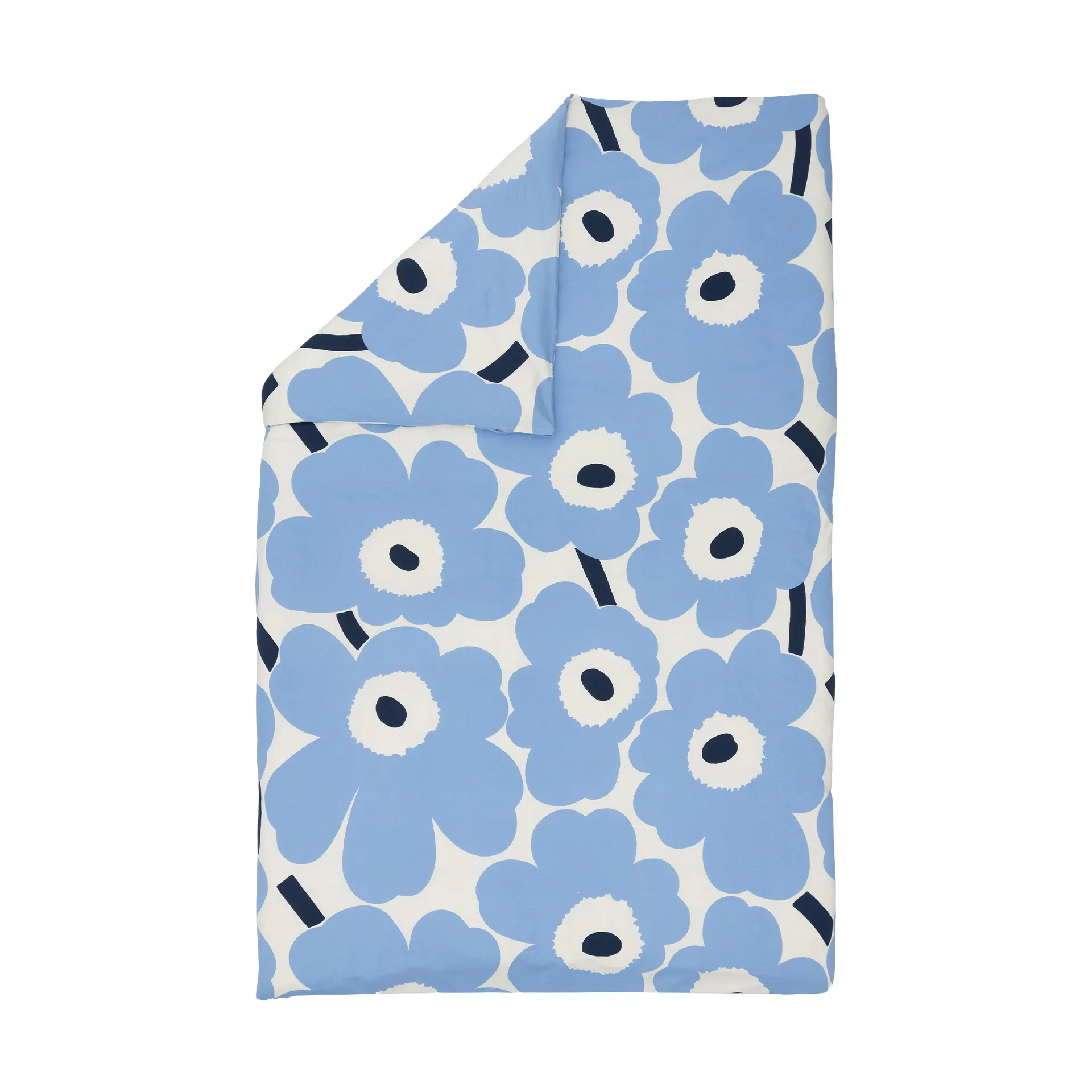 Unikko jersey capa de edredão, Off white, azul-claro, azul-marinho, 150x210 cm Marimekko