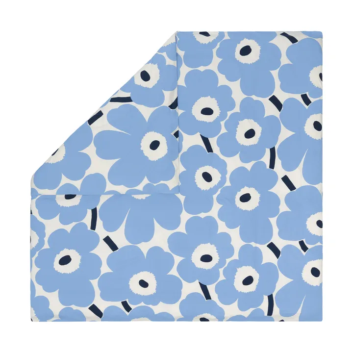 Unikko jersey capa de edredão - Off white, light blue, navy, 240x220 cm - Marimekko