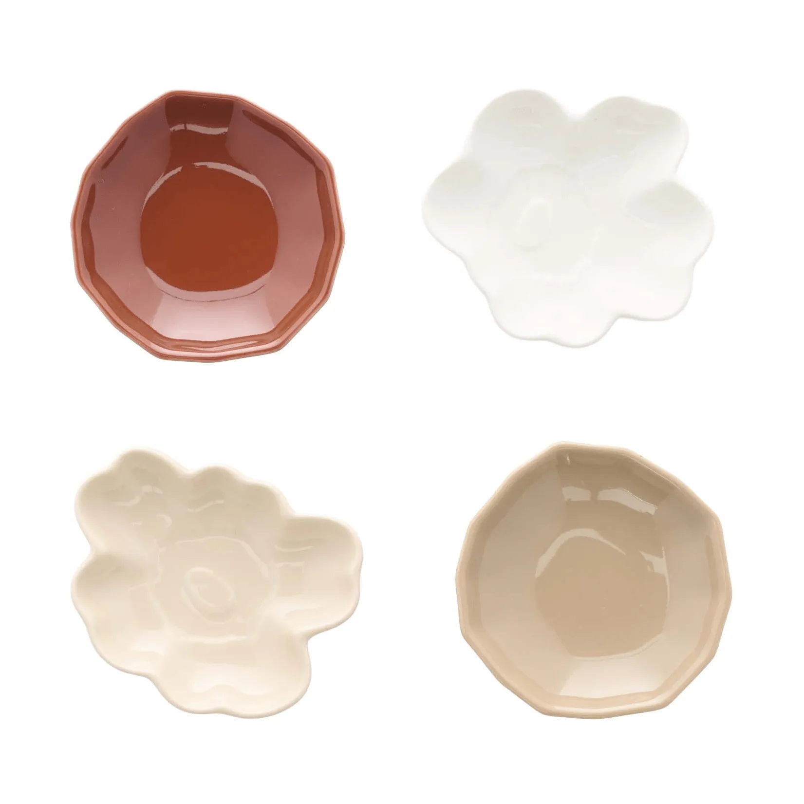 Unikko & kivet shape prato 4 peças, Bege-castanho-castanho claro-branco Marimekko