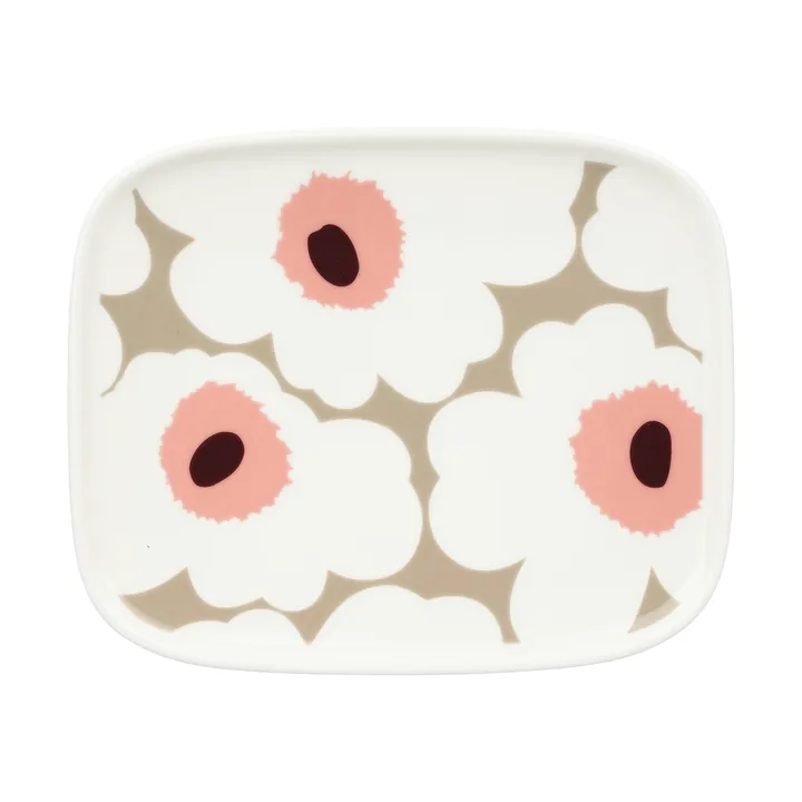 Unikko prato 12x15 cm - Branco-argila-pó-vinho escuro - Marimekko