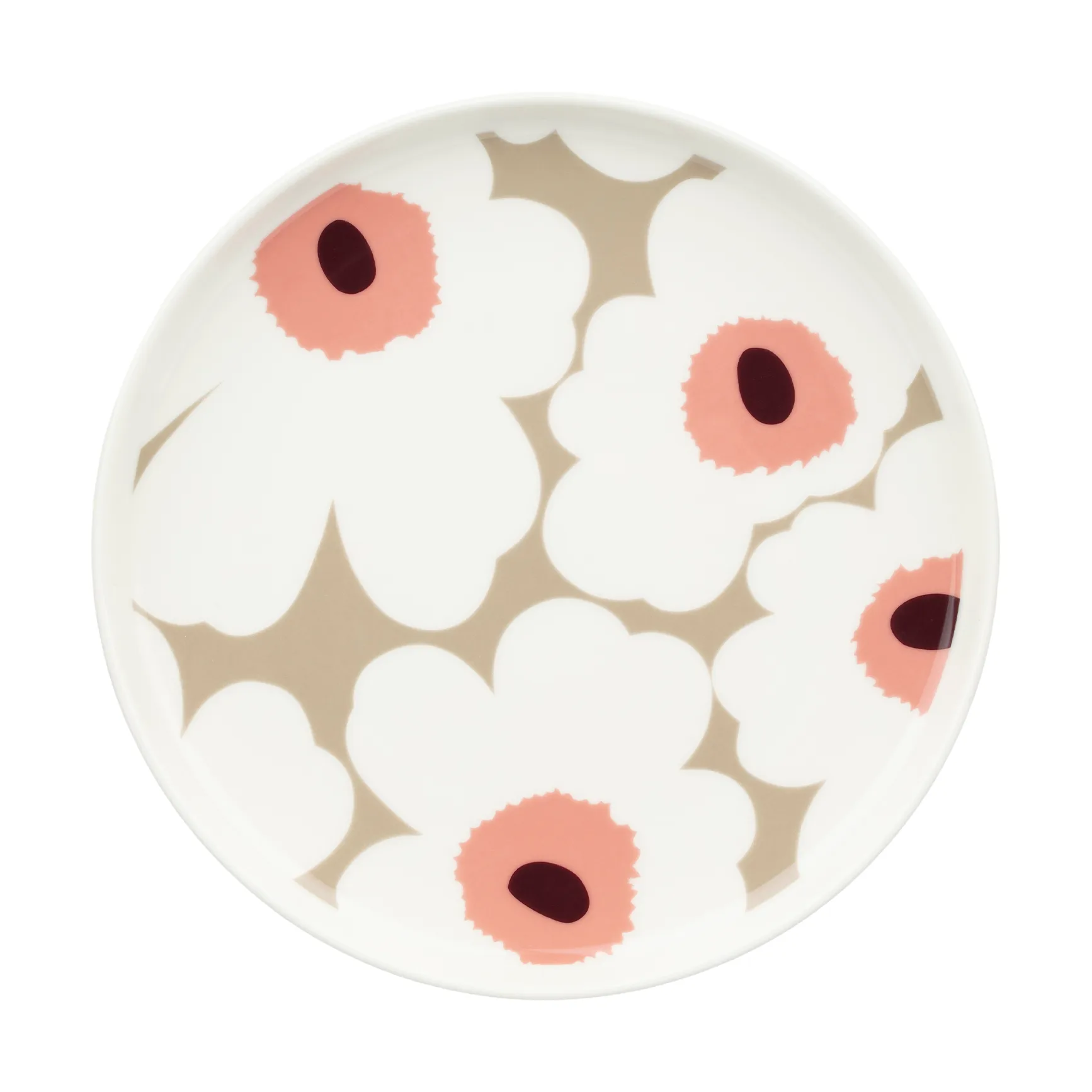 Unikko prato Ø20 cm, Branco-argila-pó-vinho escuro Marimekko