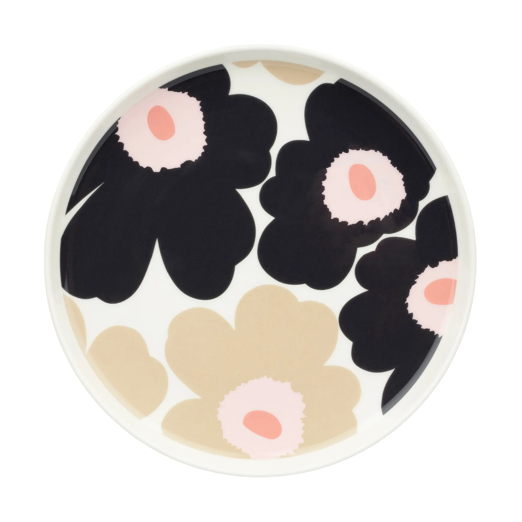 Unikko prato Ø20 cm, Off white – carvão – areia – rosa Marimekko