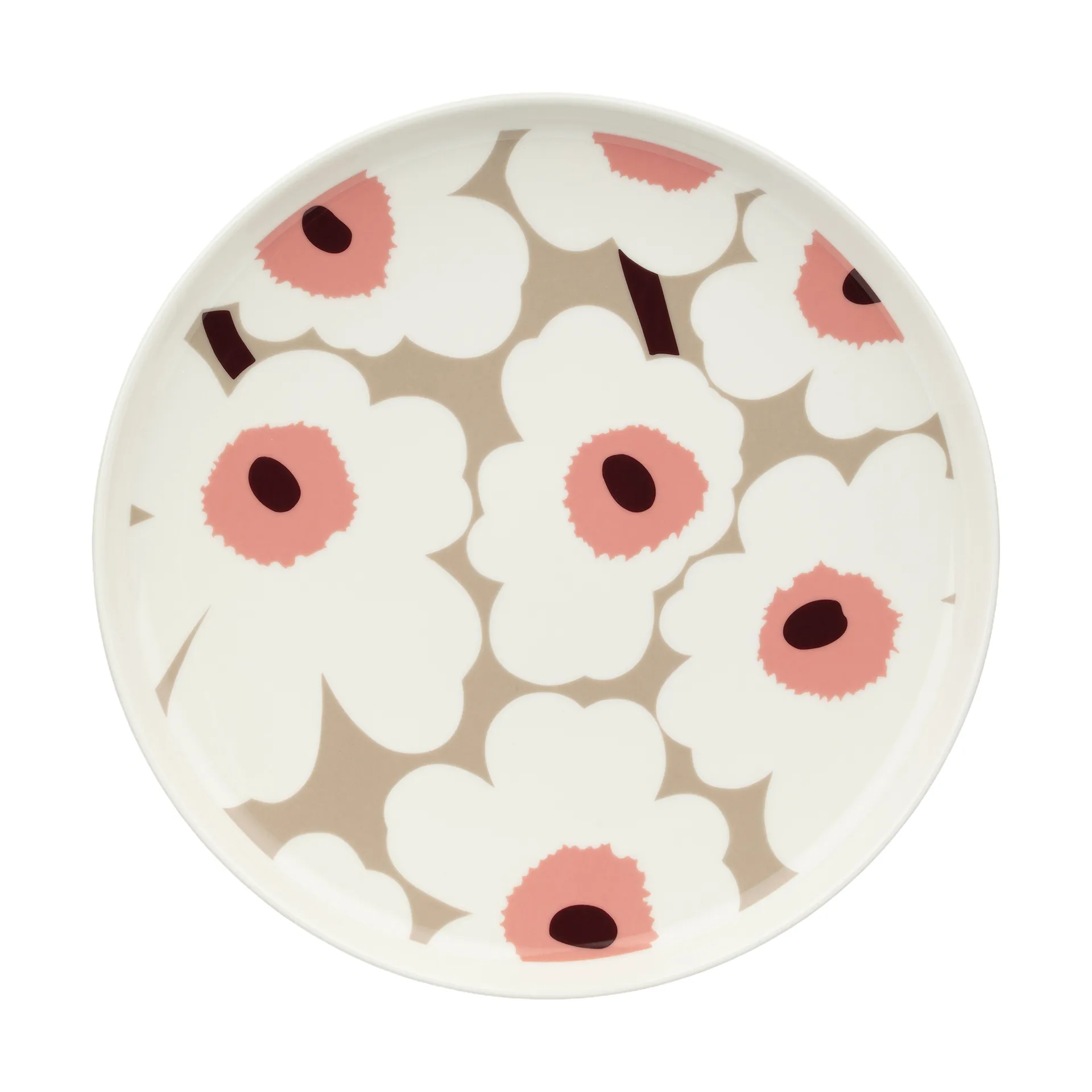 Unikko prato Ø25 cm, Branco-argila-pó-vinho escuro Marimekko