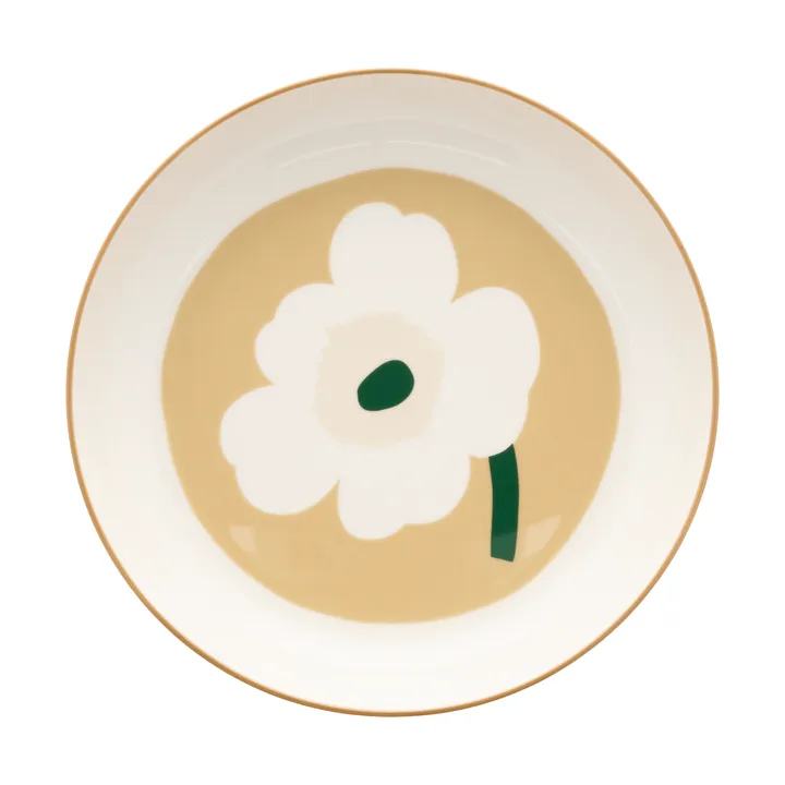 Unikko prato fundo Ø20,5 cm - White-beige-areia clara-verde escuro - Marimekko