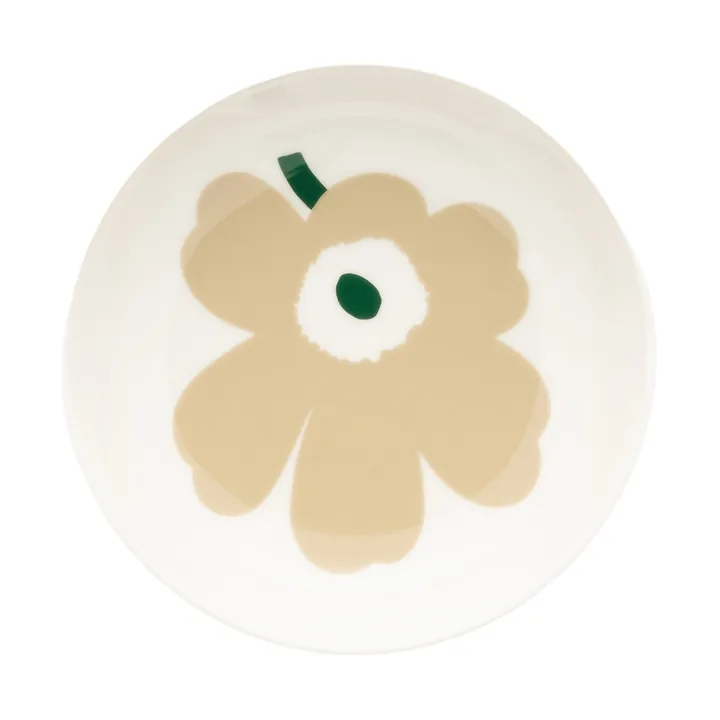 Unikko prato fundo - Bege-branco-areia clara-verde escuro - Marimekko
