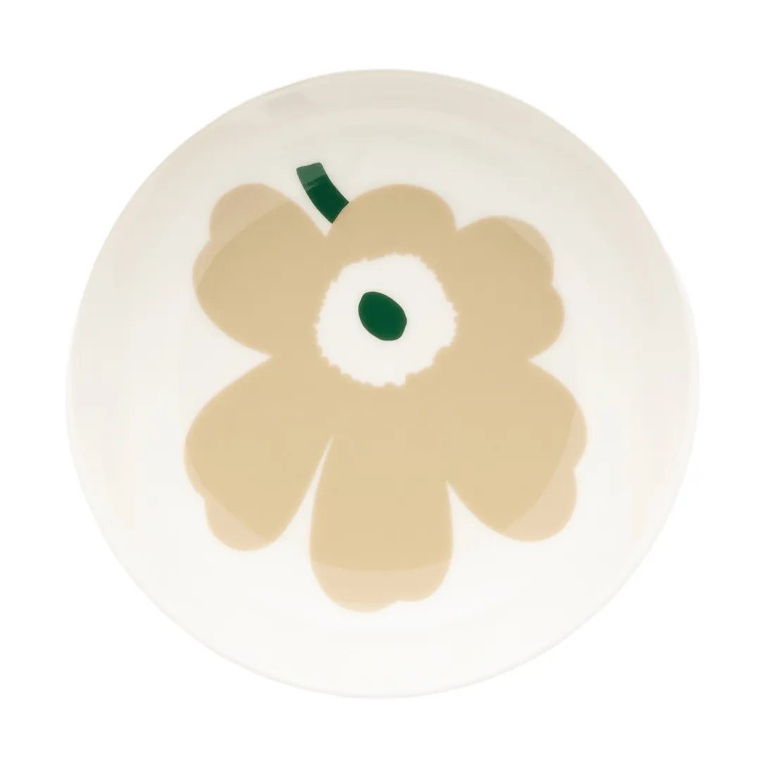 Unikko prato fundo, Bege-branco-areia clara-verde escuro Marimekko