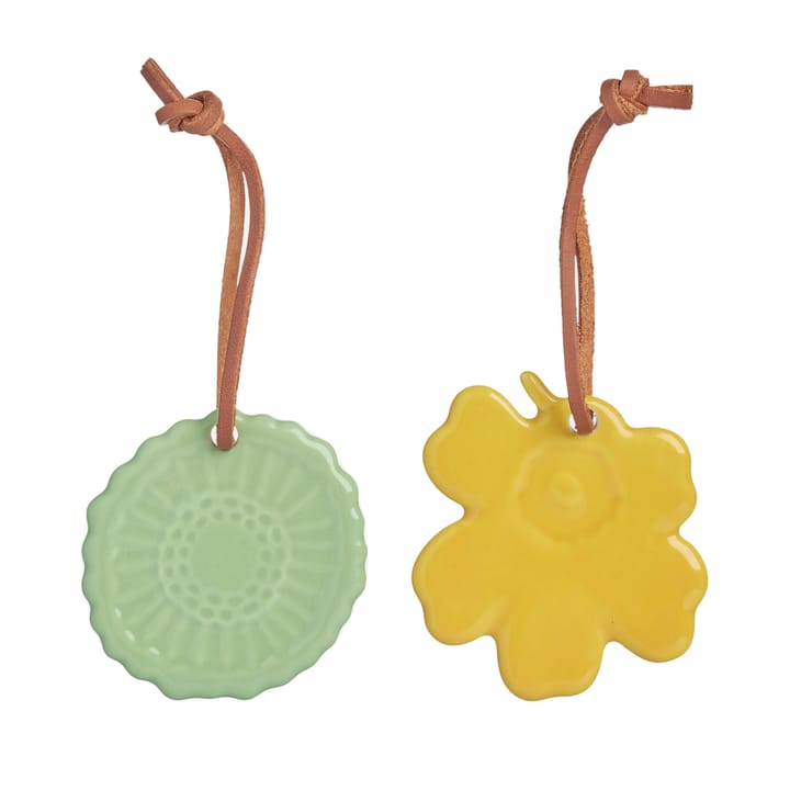 Unikko Siirtolapuutarha decoração de Páscoa 2 un., Amarelo-hortelã Marimekko