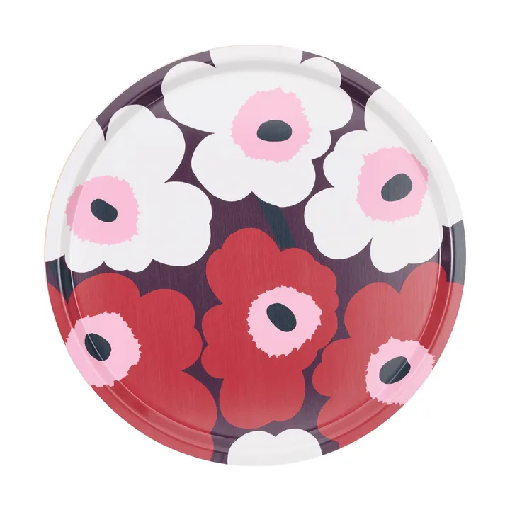 Unikko tabuleiro - Plum-cranberry-off white-rose, Ø46 cm - Marimekko