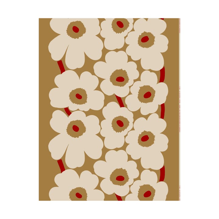 Unikko tecido algodão-linho, Castanho-linho-vermelho  Marimekko