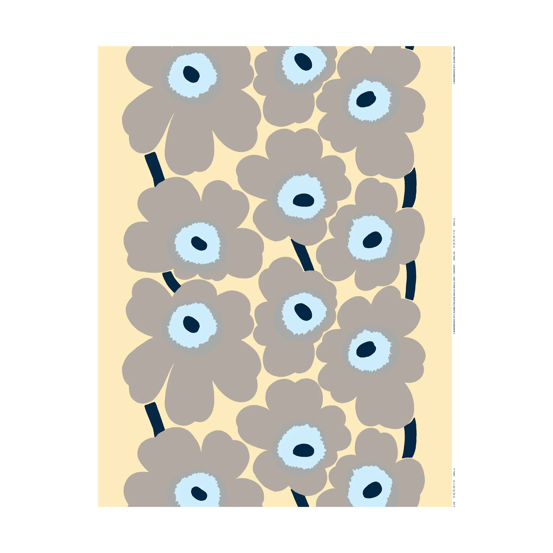 Unikko tecido de linho, Sand-grey-pale blue Marimekko