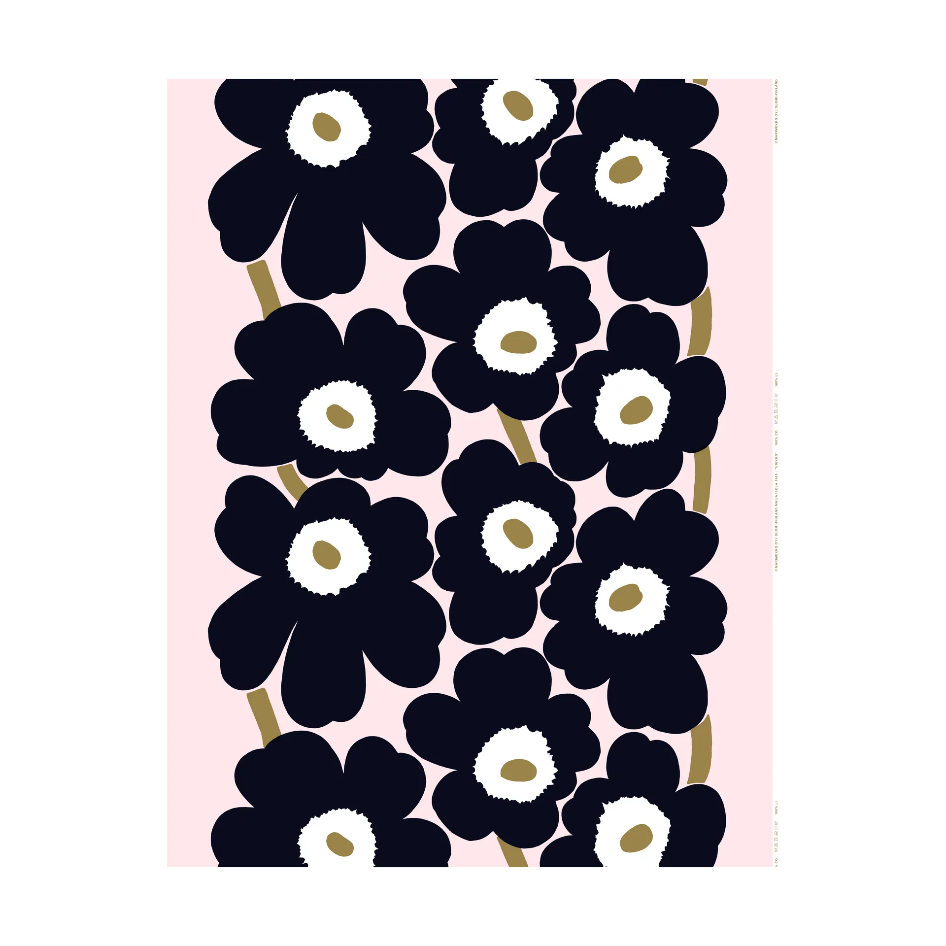 Unikko tecido, Rosa–carvão–castanho claro Marimekko