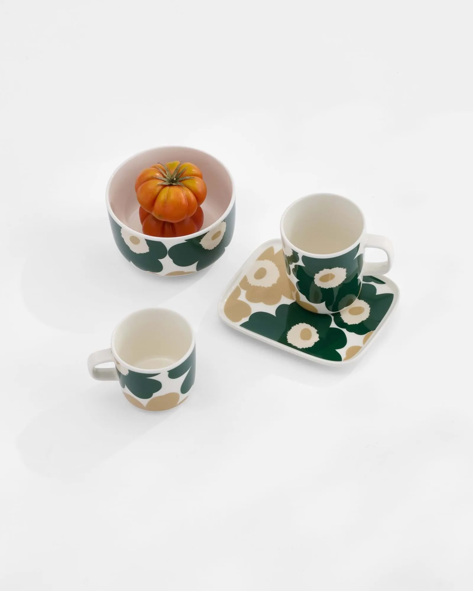 Unikko tigela 5 dl, White-dark green-beige-light sand Marimekko