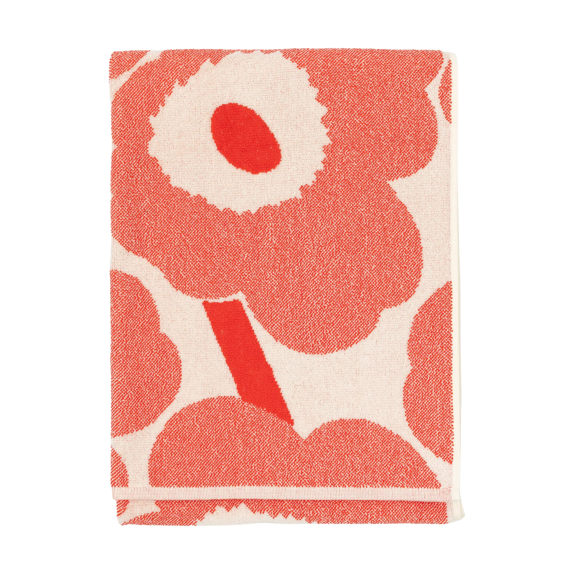 Unikko toalha de banho 70x150 cm, Off white-vermelho alaranjado Marimekko