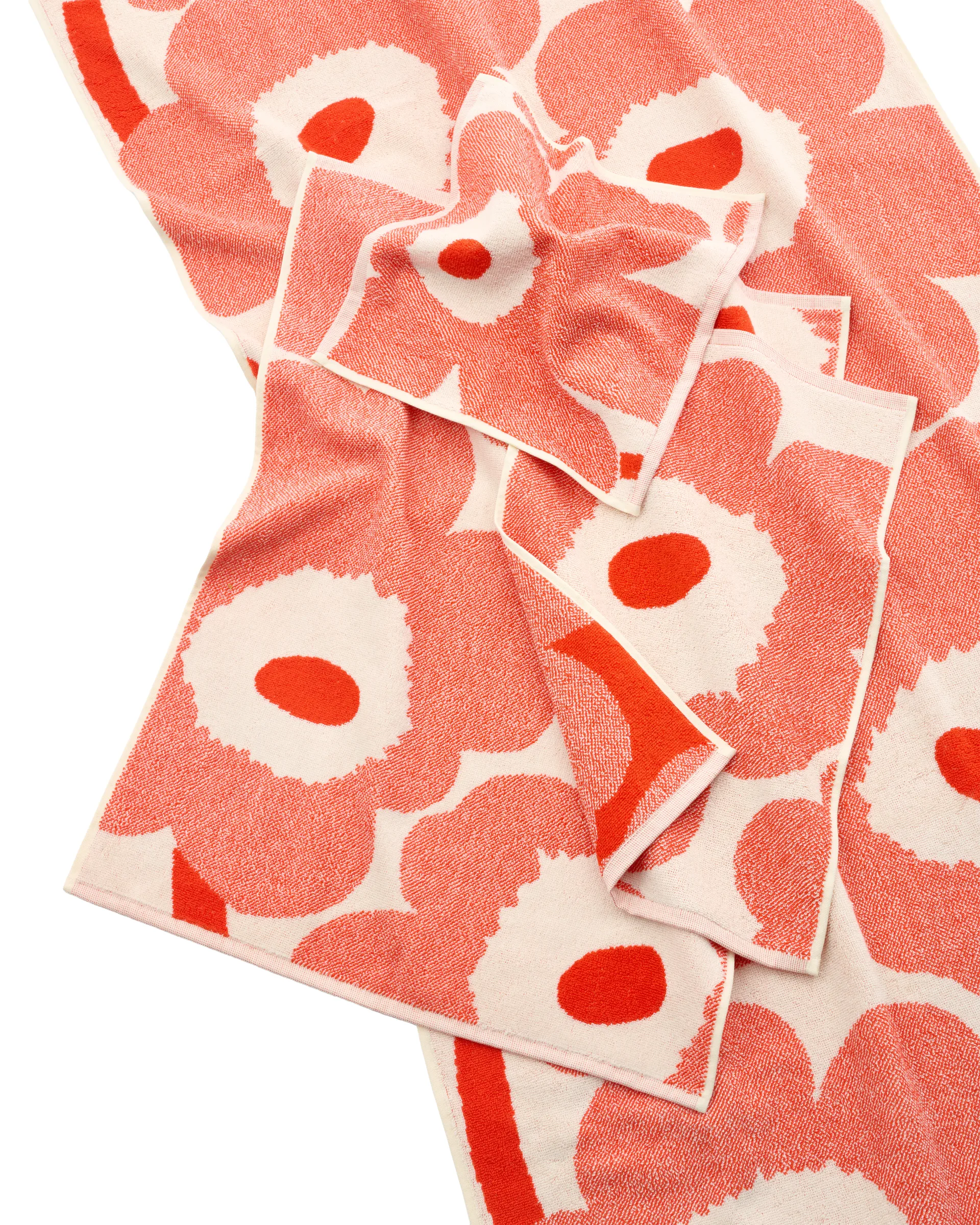 Unikko toalha de banho 70x150 cm, Off white-vermelho alaranjado Marimekko