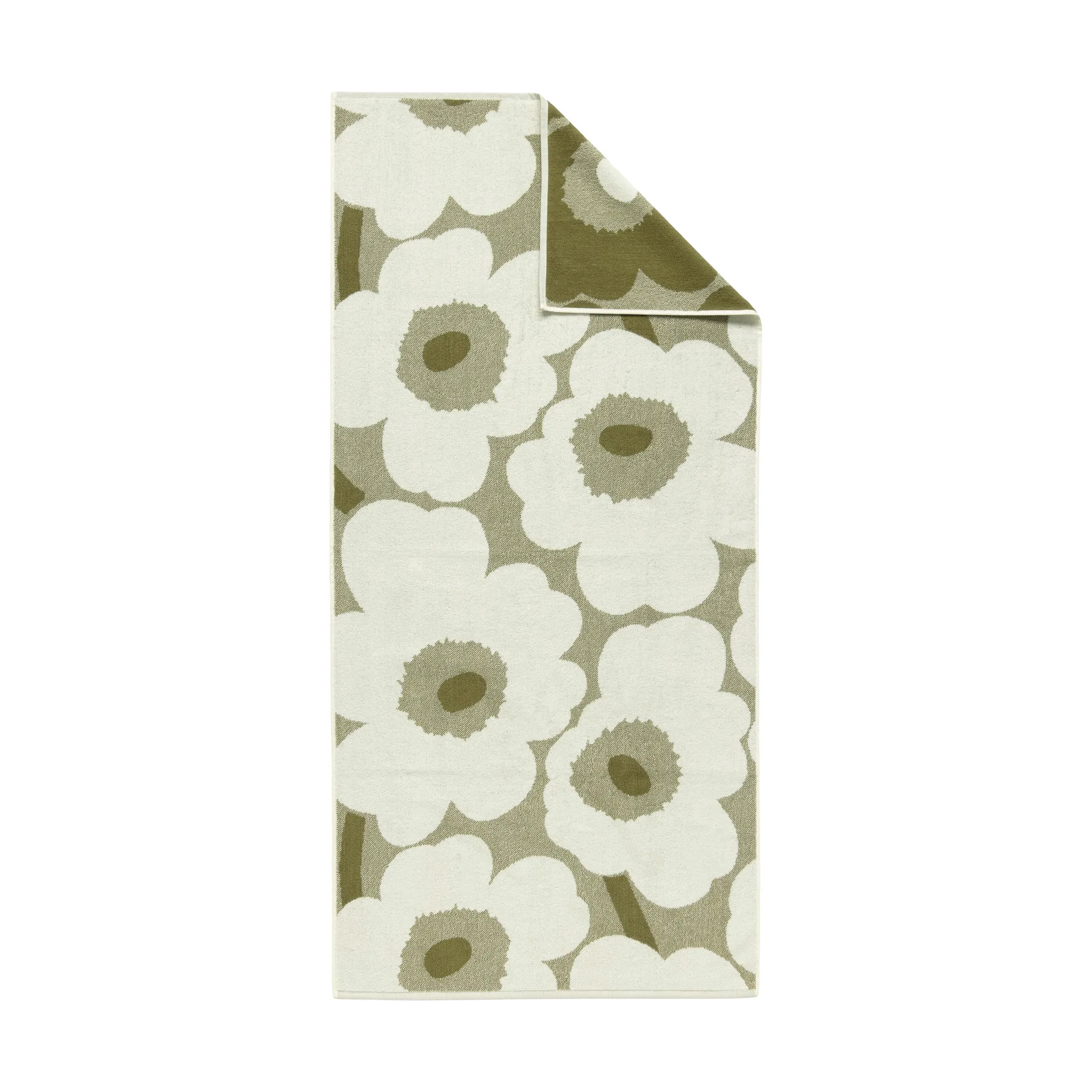 Unikko toalha de banho 70x150 cm, Verde ocre-creme Marimekko