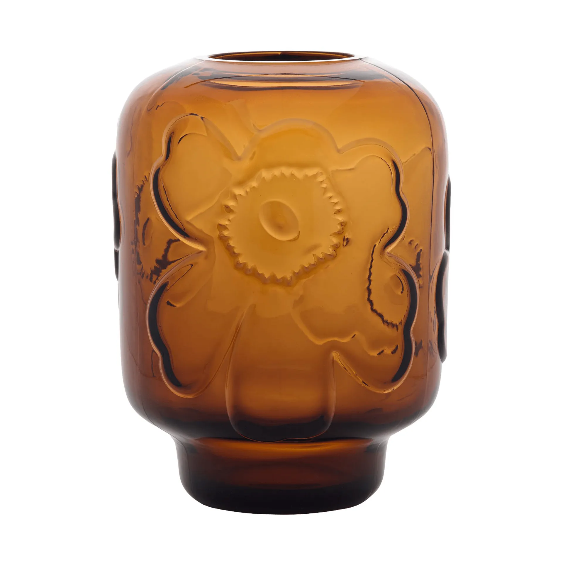 Unikko vaso de vidro, Cognac, 18 cm Marimekko