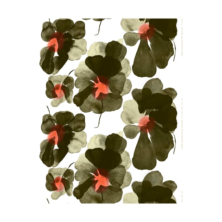 Valssi tecido de algodão - Branco-verde floresta-tomate - Marimekko