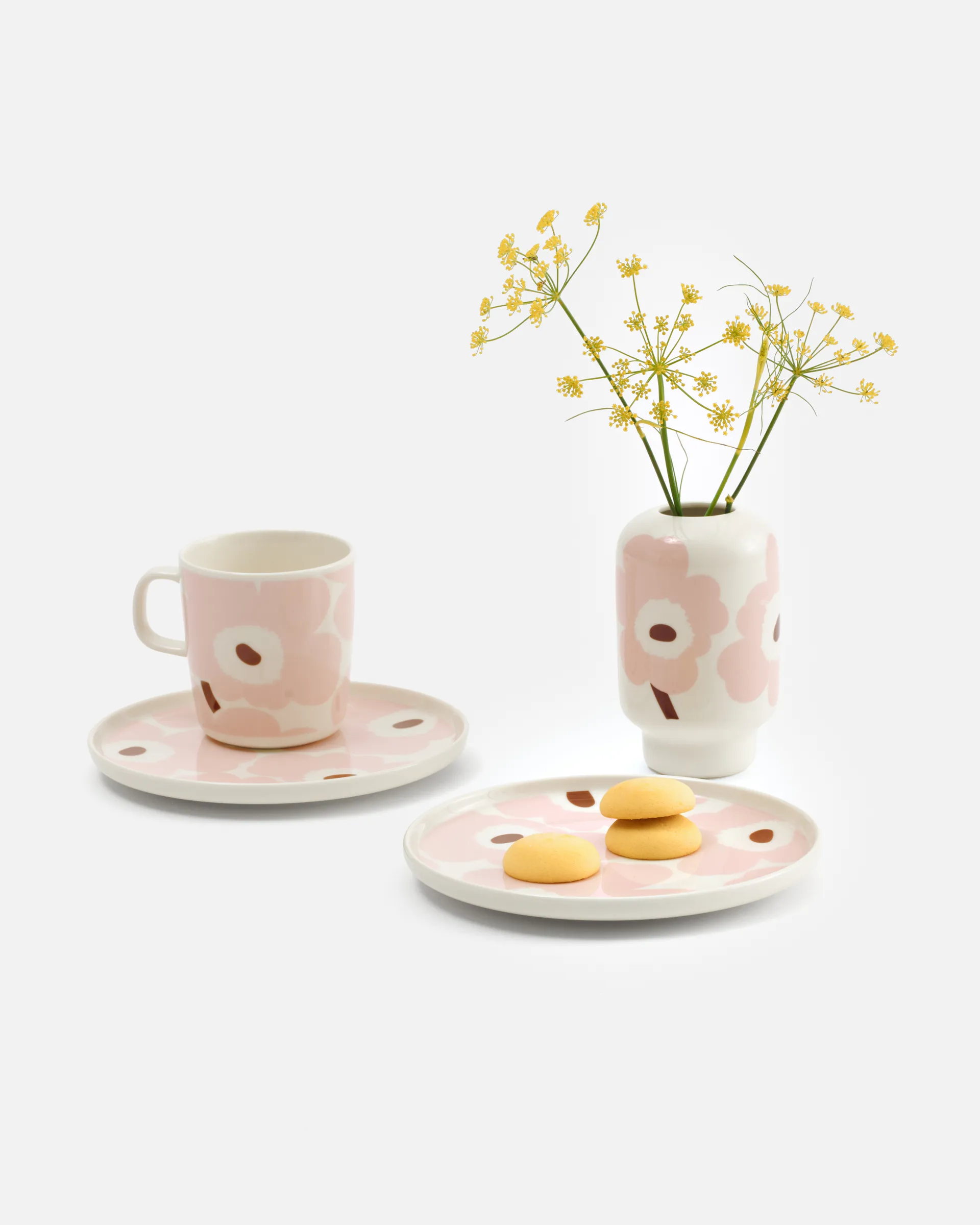 Vaso Unikko 14 cm, White-light pink-chestnut Marimekko