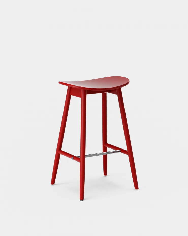 Cadeira Bar Icha 65 cm , Faia lacada vermelho  Massproductions