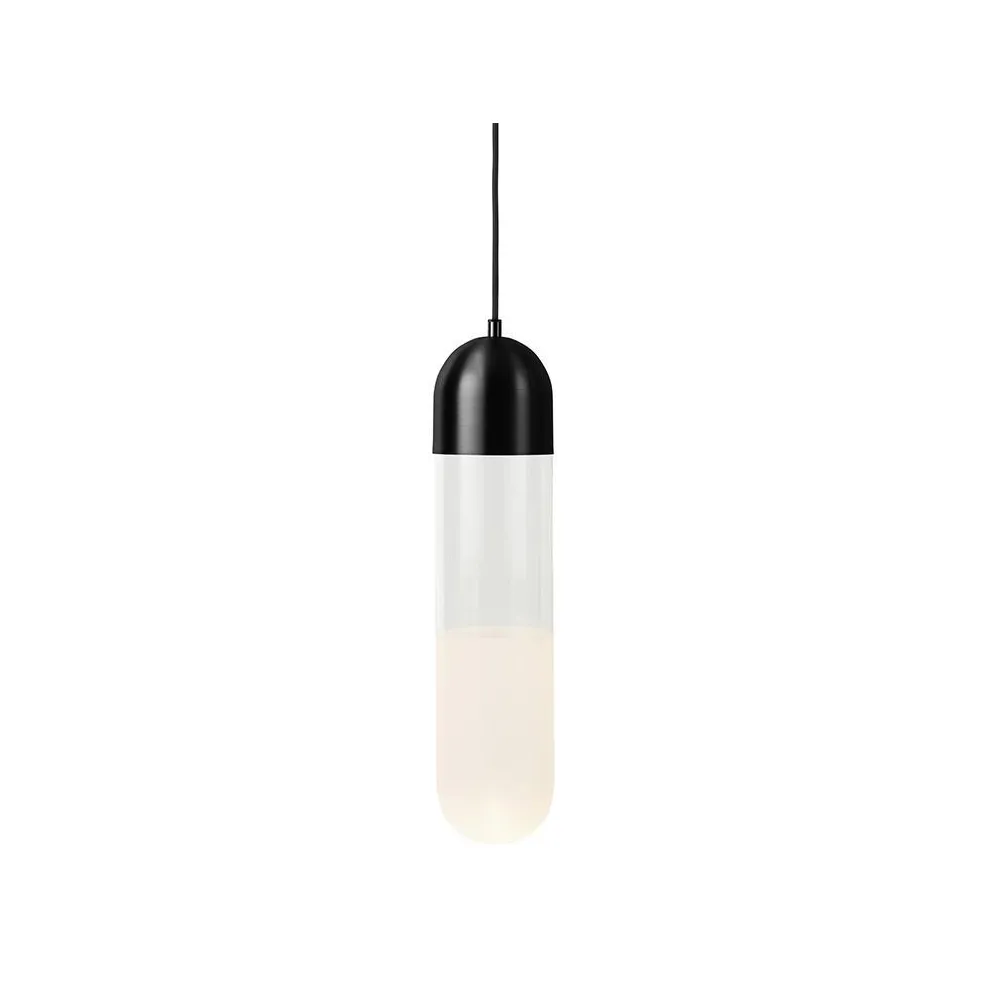 Candeeiro suspenso Firefly, preto, vidro/vidro jateado Mater