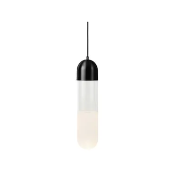 Candeeiro suspenso Firefly - preto, vidro/vidro jateado - Mater