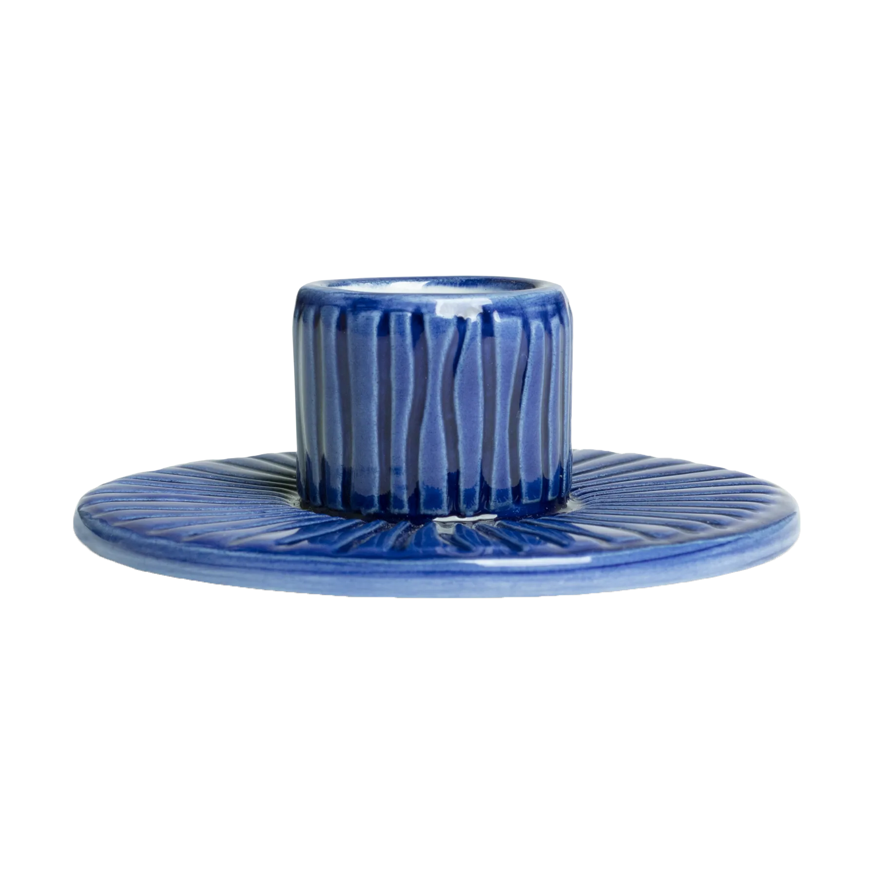 Castiçal listrado Ø8 cm , Azul Mateus