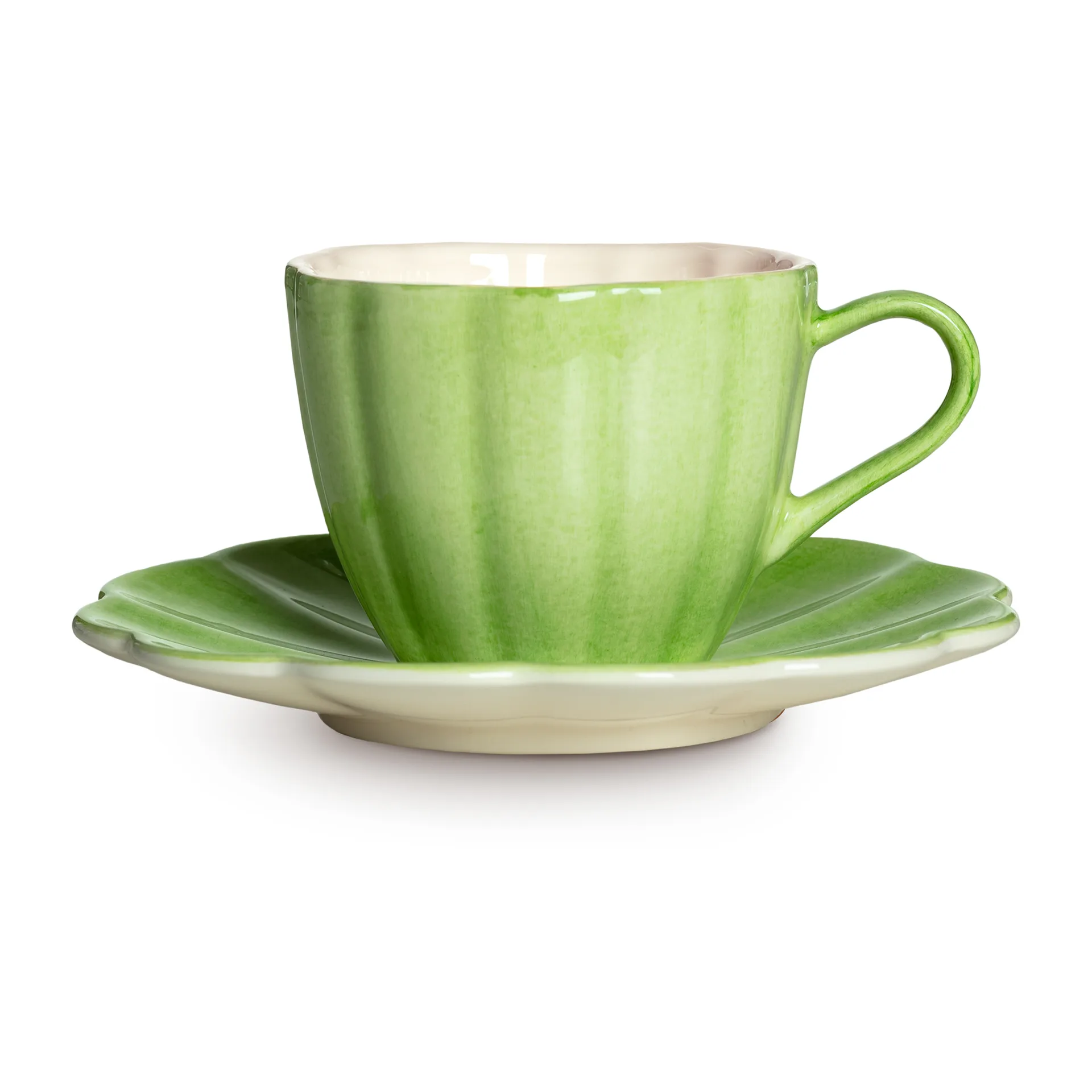 Chávena com pires Oyster 25 cl, Verde  Mateus
