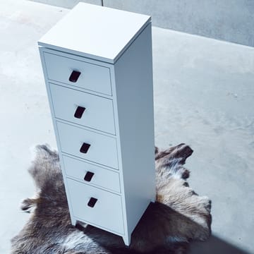 Abisko cómoda  - branco, topo em betão, 6 gavetas - Mavis