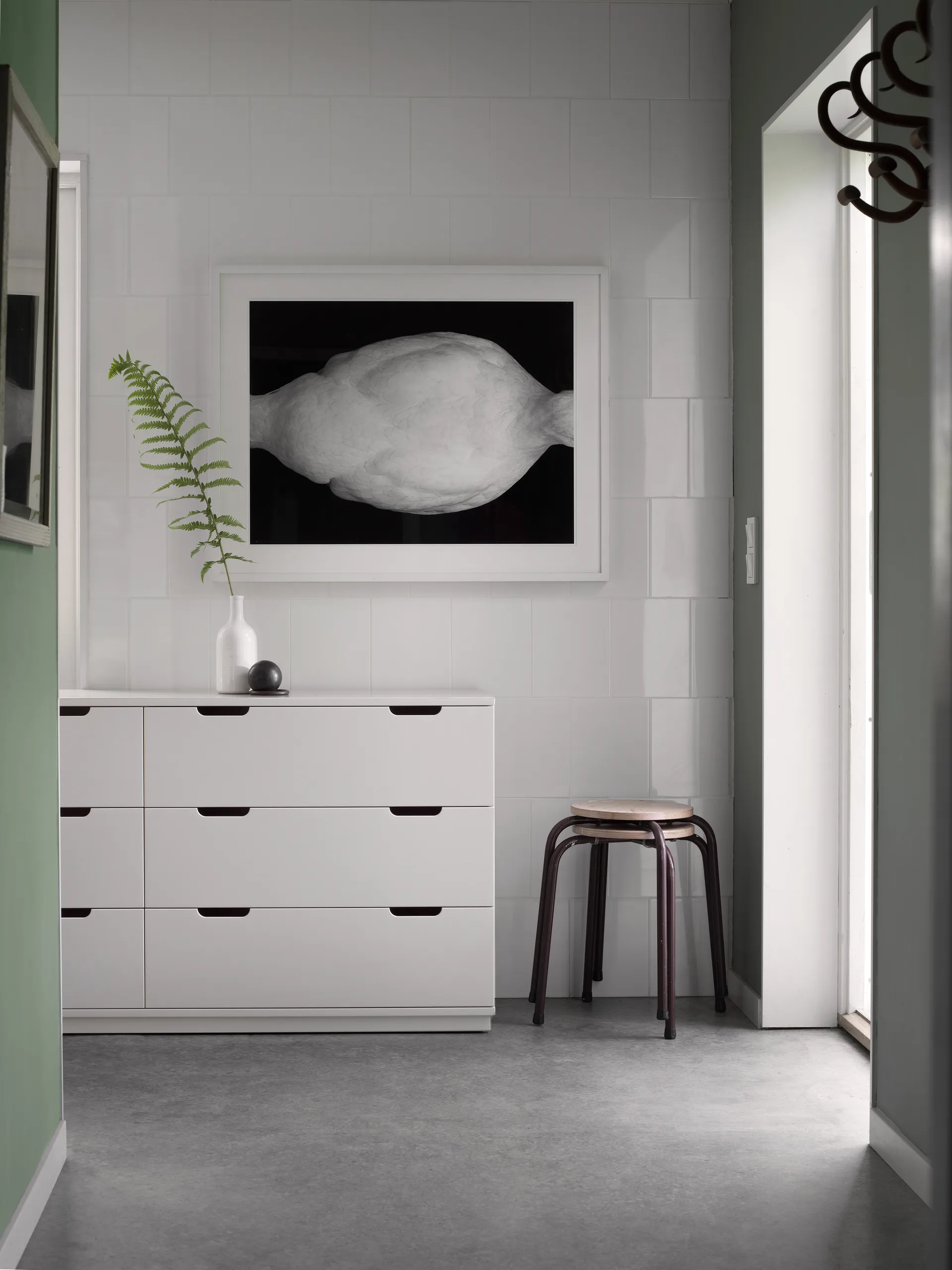 Aoko cómoda dupla com 6 gavetas, Verniz branco Mavis