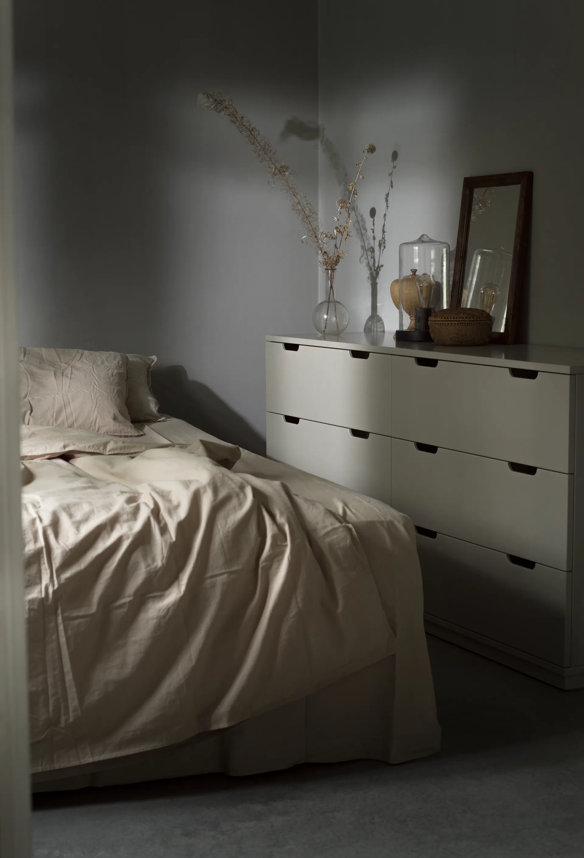 Aoko cómoda dupla com 6 gavetas, Verniz branco Mavis