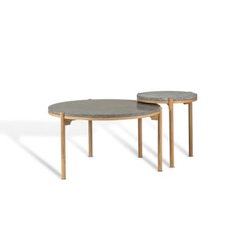 Dondo Mesa de centro em carvalho pigmentado branco Ø80 cm - Lapiado calcário - Mavis