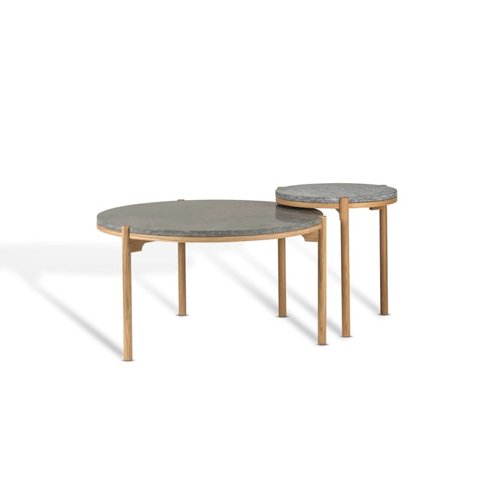 Dondo Mesa de centro em carvalho pigmentado branco Ø80 cm, Lapiado calcário Mavis
