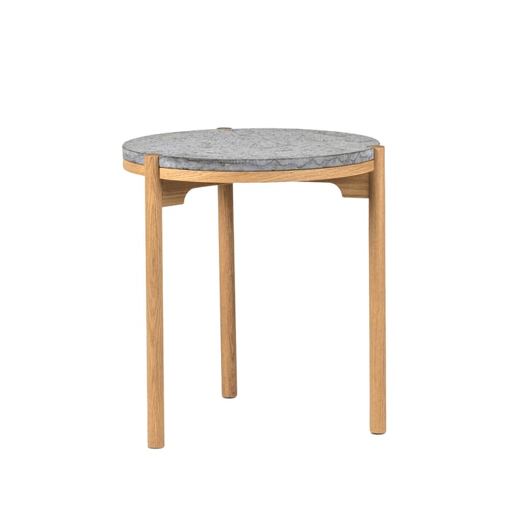 Dondo mesa lateral em carvalho pigmentado branco Ø45 cm - Calcário bem aparelhado - Mavis