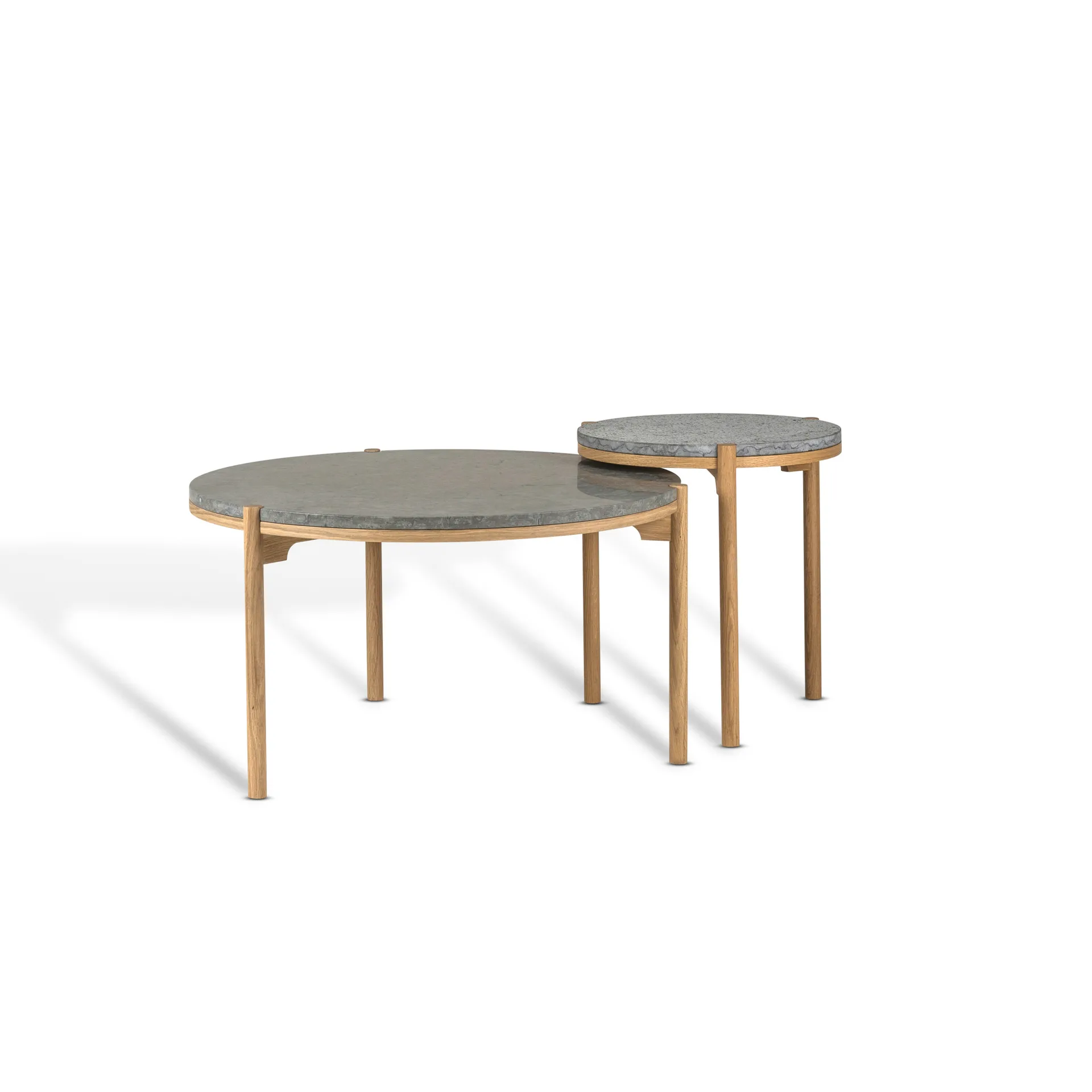 Dondo mesa lateral em carvalho pigmentado branco Ø45 cm, Calcário bem aparelhado Mavis