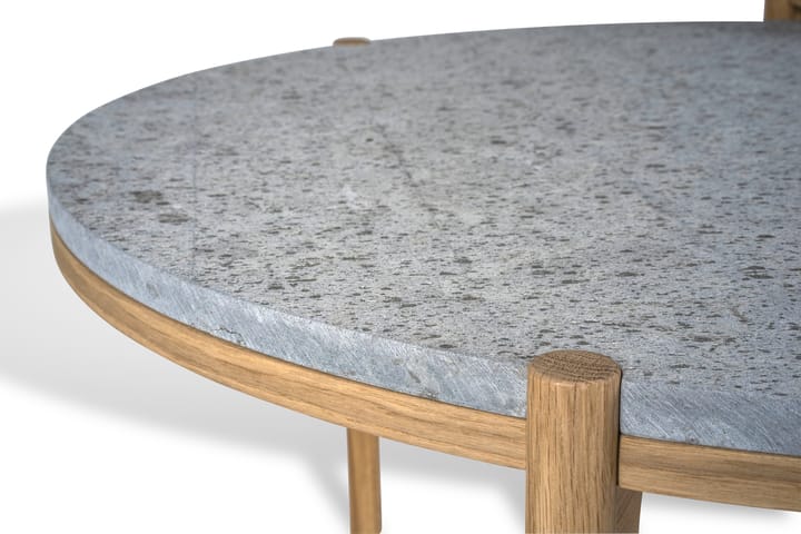 Dondo mesa lateral em carvalho pigmentado branco Ø45 cm, Calcário bem aparelhado Mavis