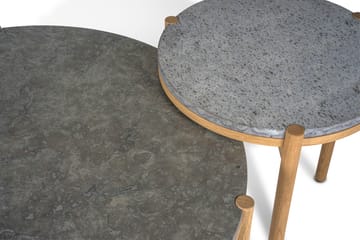 Dondo mesa lateral em carvalho pigmentado branco Ø45 cm - Calcário bem aparelhado - Mavis