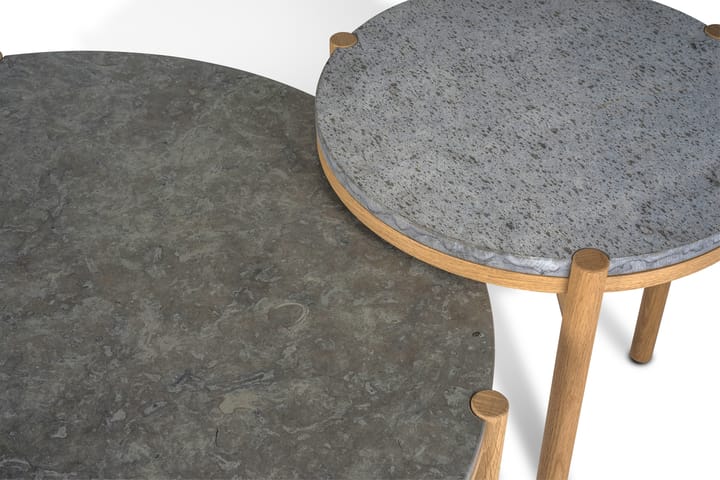Dondo mesa lateral em carvalho pigmentado branco Ø45 cm, Calcário bem aparelhado Mavis