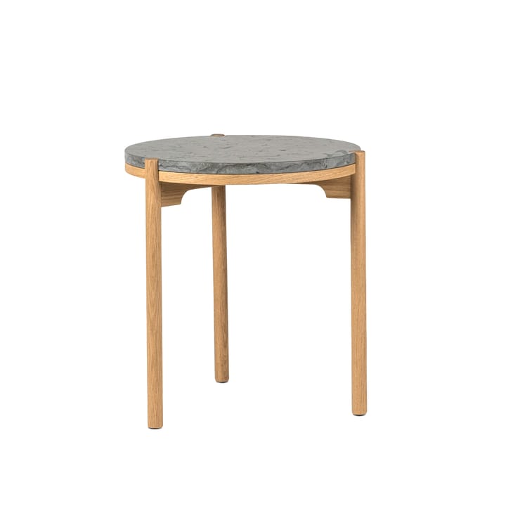 Dondo mesa lateral em carvalho pigmentado branco Ø45 cm - Calcário polido - Mavis